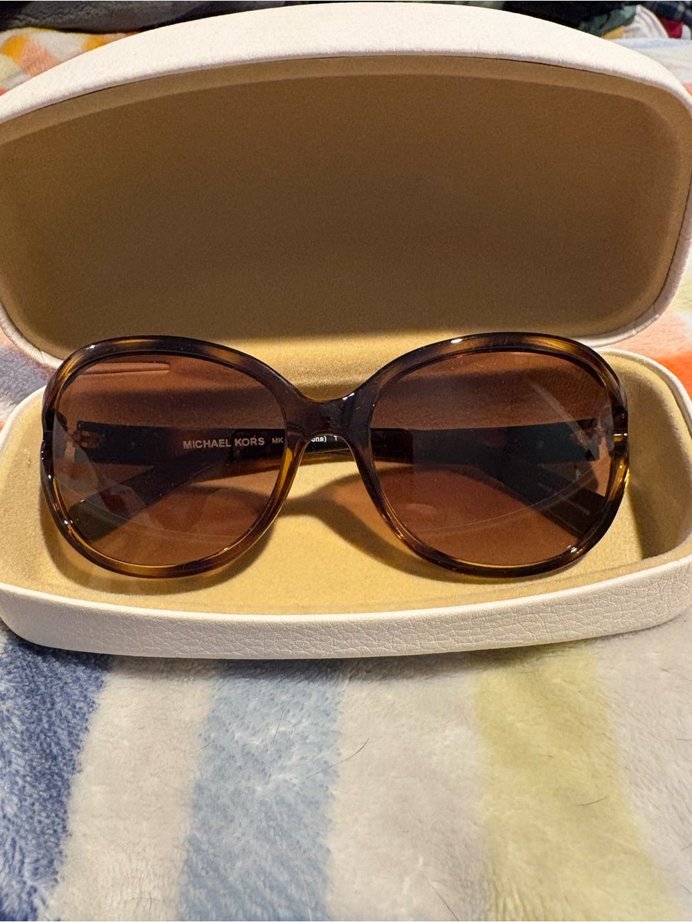 Michael Kors Oona Tortoise Oval Cut-Away Sunglasses